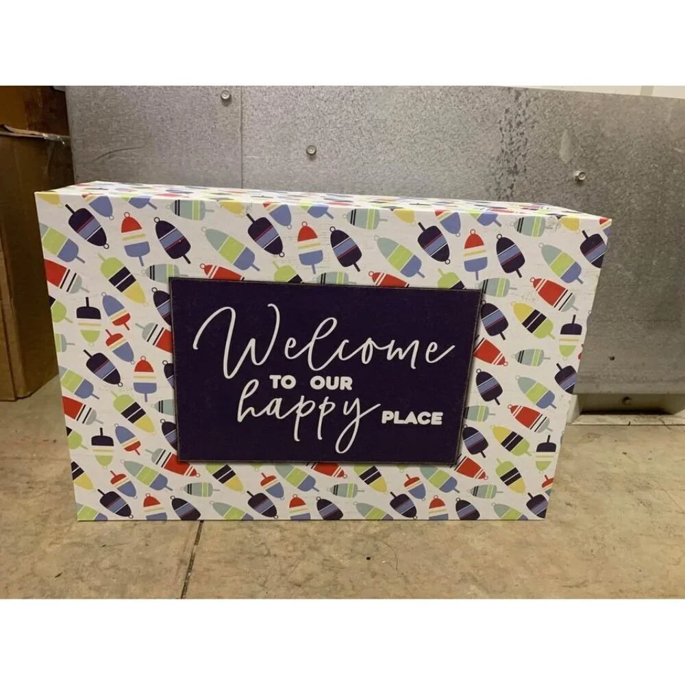 New Decorative Box “Welcome To Our Happy Place” Home Fishing Boat Nautical Gift